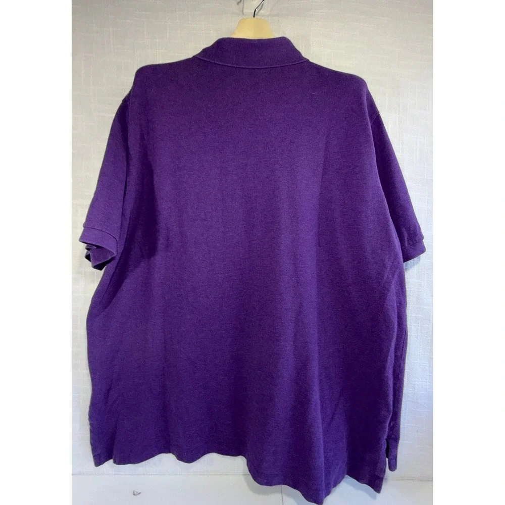 Polo Ralph Lauren Mens 2XLT Tall Purple Short Sleeve Pique Polo Shirt Green Pony